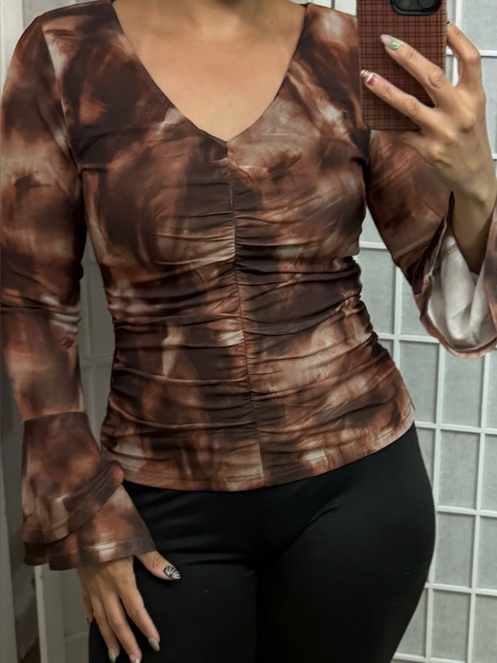 Brand new with tags Brown tie dye y2k blouse